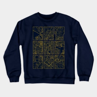 Kathmandu, Nepal City Map Typography - Gold Art Deco Crewneck Sweatshirt